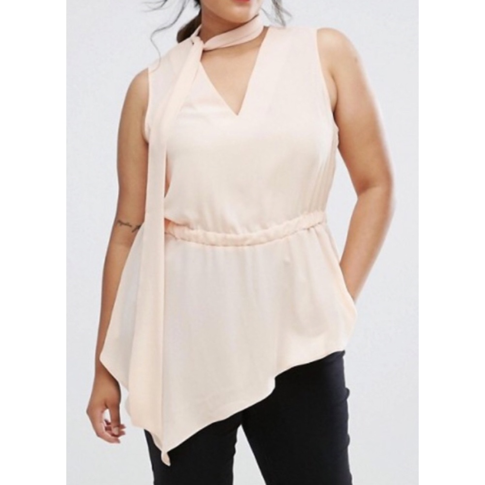 ASOS Curve Asymmetric Sleeveless Top w/ Scarf
